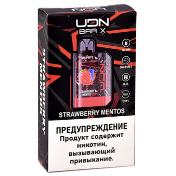 UDN BAR X III 7000 Клубничный Mentos