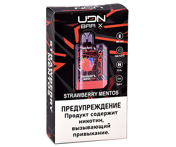 UDN BAR X III 7000 Клубничный Mentos